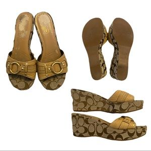 Y2K Coach Monogram Wedge Sandals